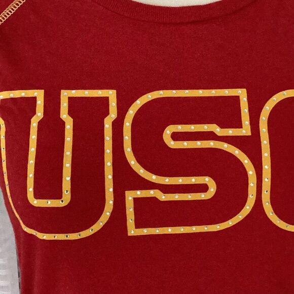 USC Southern California Trojans Apparel T-Shirt W/ Rhinestones Women’s Large - Picture 5 of 6